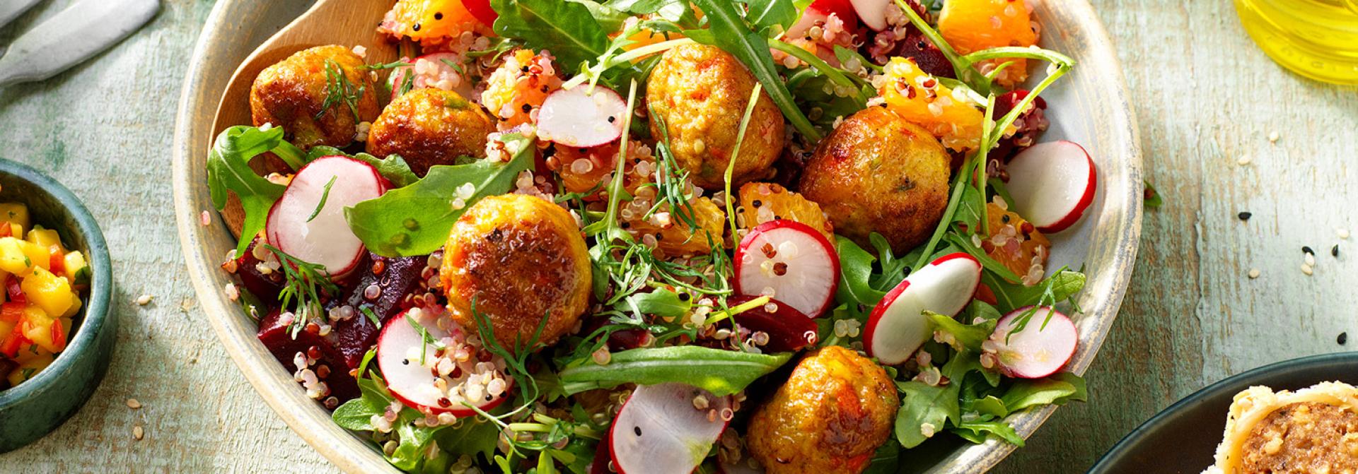 Salade de Printemps au Quinoa et Veggie Balls