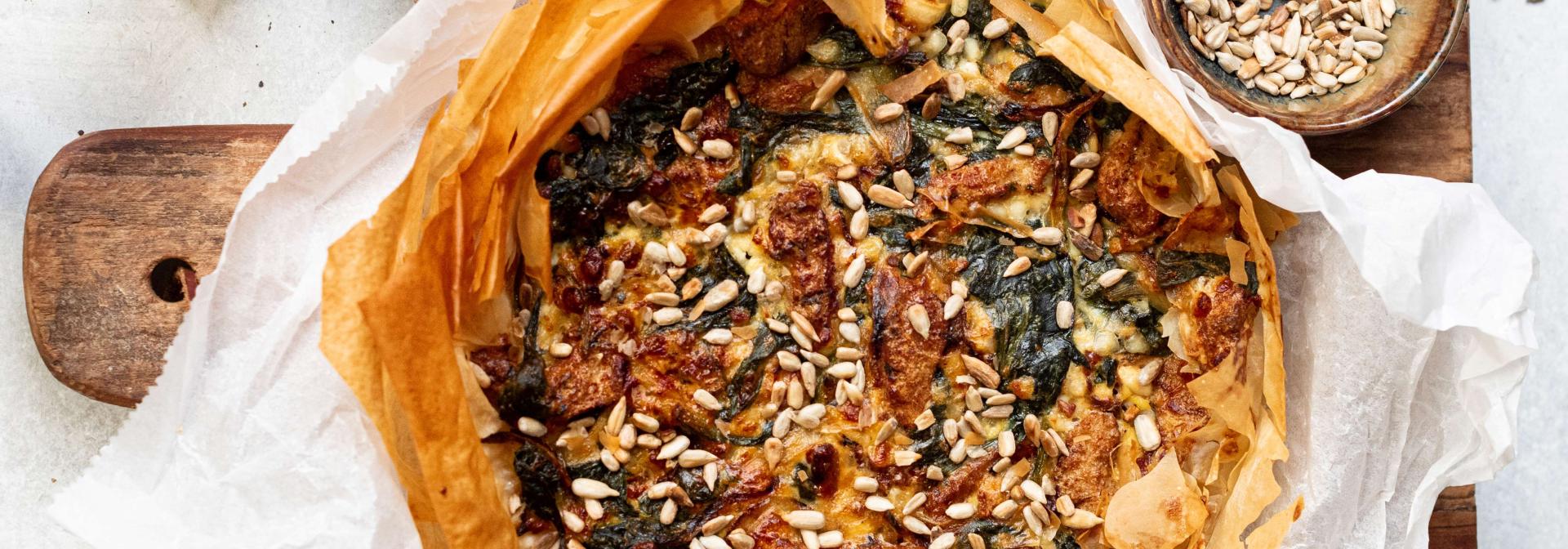 Quiche met gegrilde stukjes