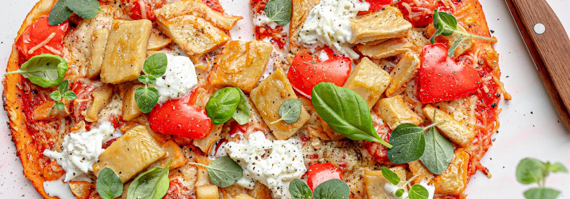 Valentijn pizza met filetstukjes