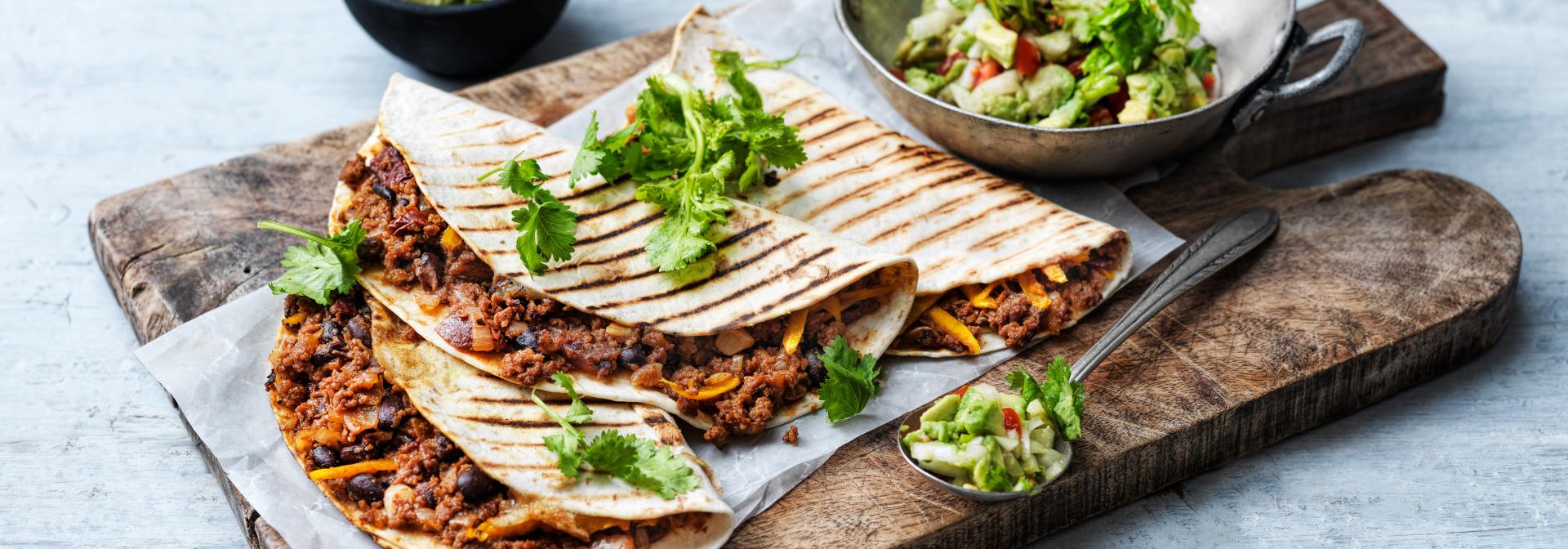 Vegan Grilled Quesadillas with Sensational Mince
