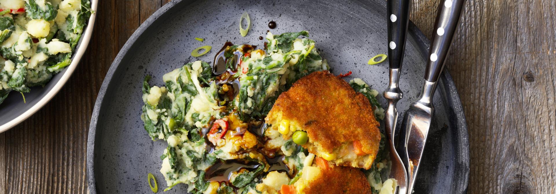 Pittige spinaziestampot met Groenteschijf