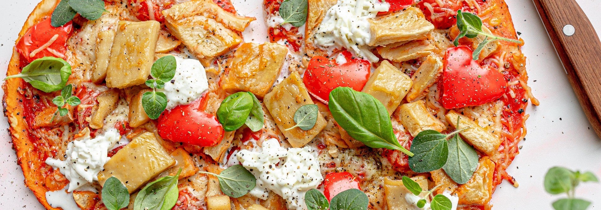 Valentijn pizza met filetstukjes