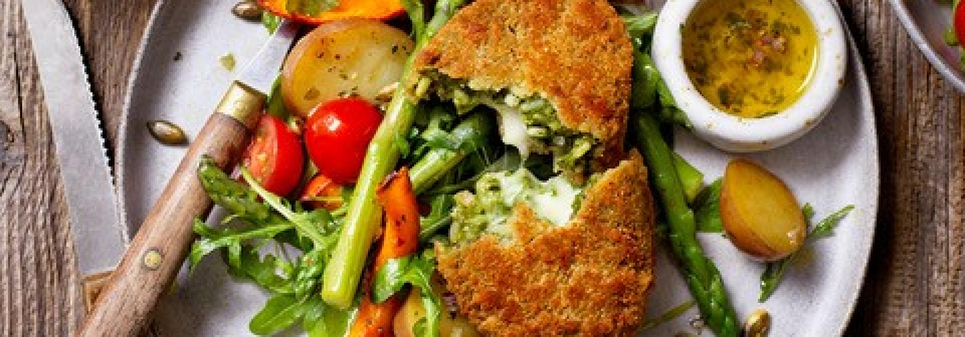 maaltijdsalade met pompoen en asperges