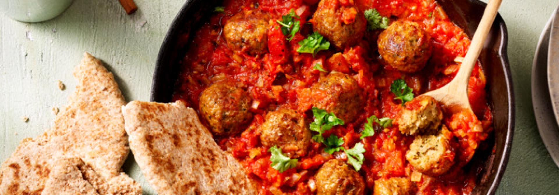 Shakshuka with vegan falafel