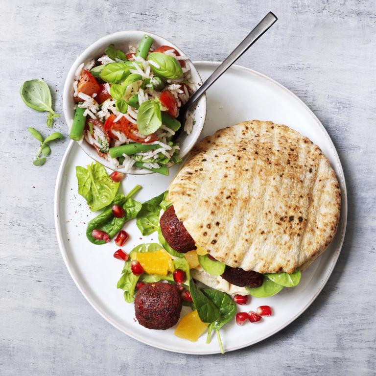 Beetroot Falafel pita