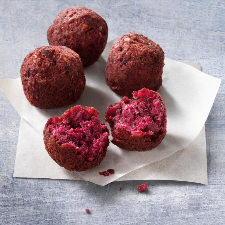 Beetroot falafel concrete