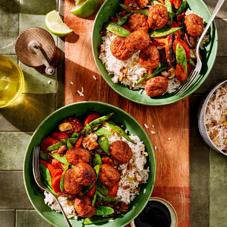 riz sauté & veggie balls
