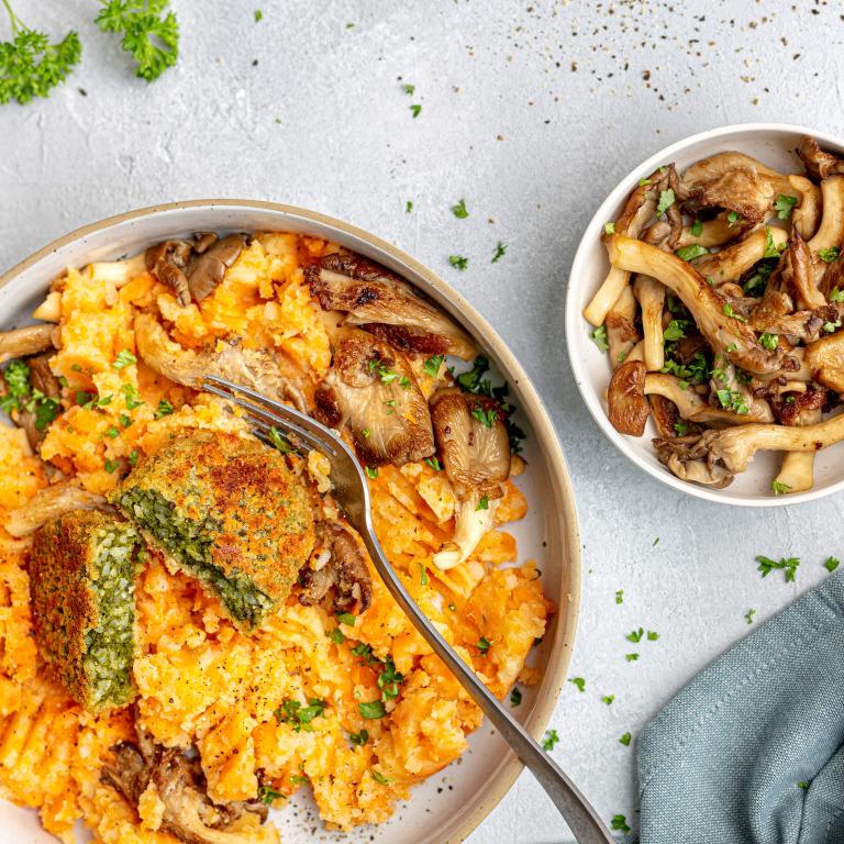 STOEMP aux carottes et escalope épinards-fromage STOEMP aux carottes et escalope épinards-fromage