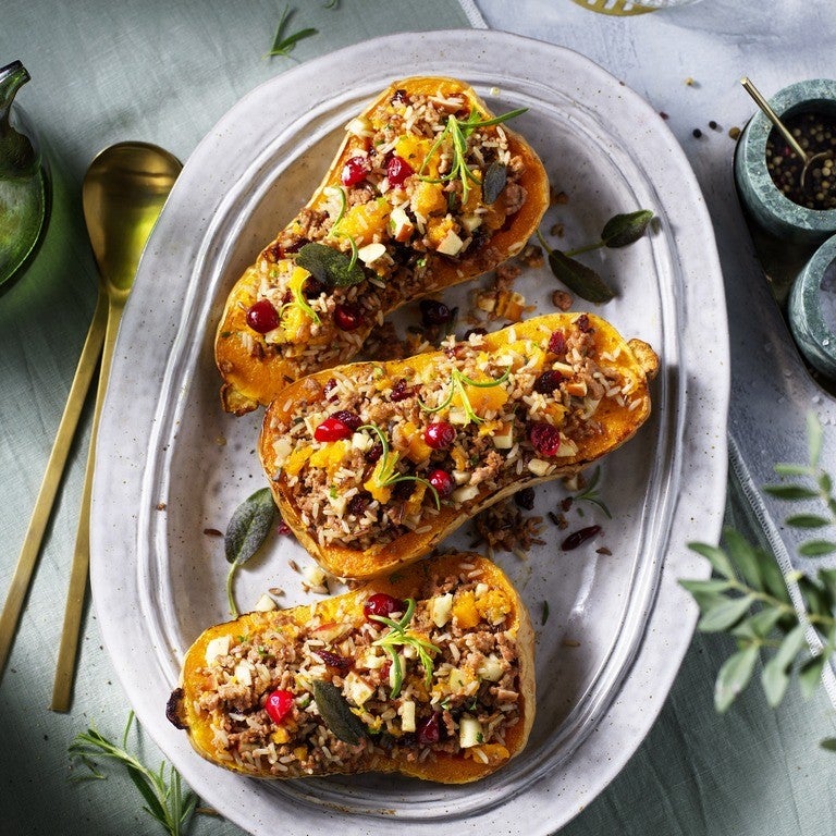 Gevulde Butternut Pompoen Met Vegan Gehakt