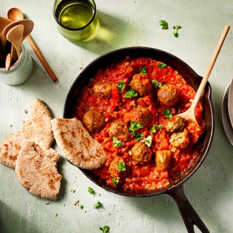Shakshuka with vegan falafel
