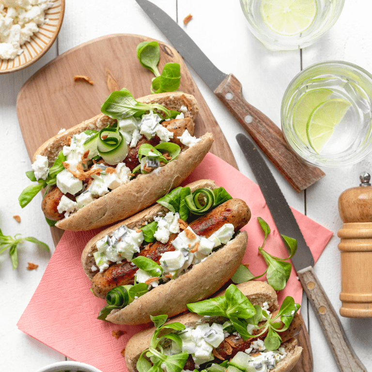 Nuggets with roasted sweet potato and a meal salad with peanut dressing