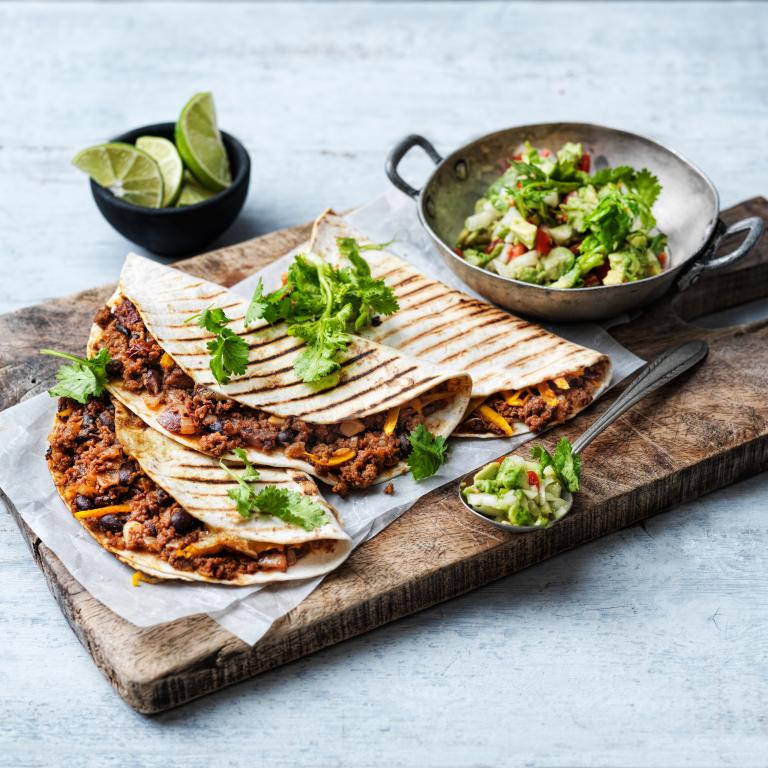 Vegan Grilled Quesadillas with Sensational Mince