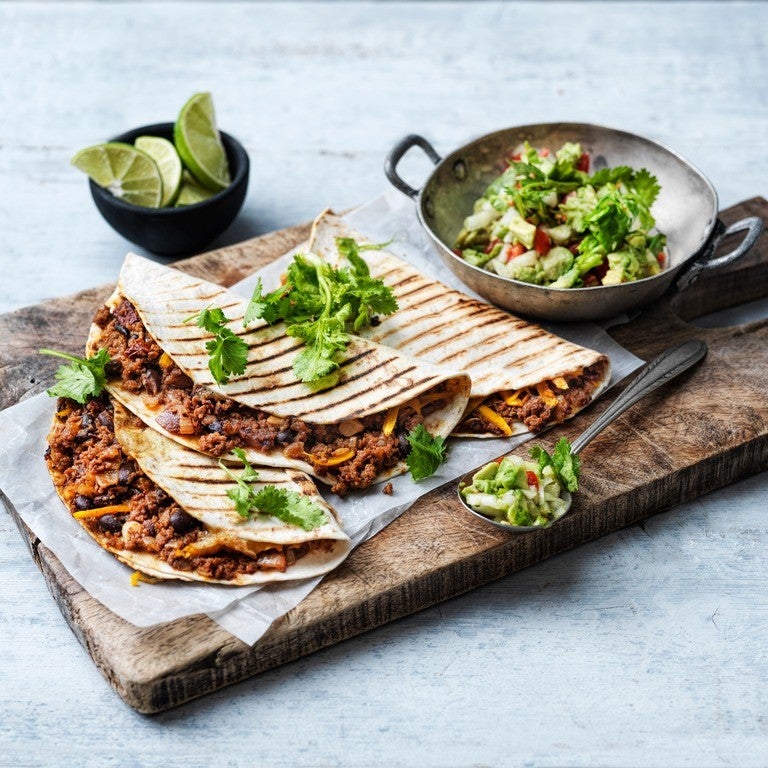 Vegan Grilled Quesadillas with Sensational Mince