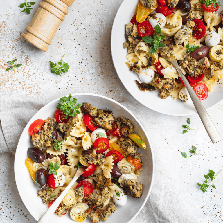 Salade de pâtes aux tomates cerises, Veggie Bakes et mozzarella